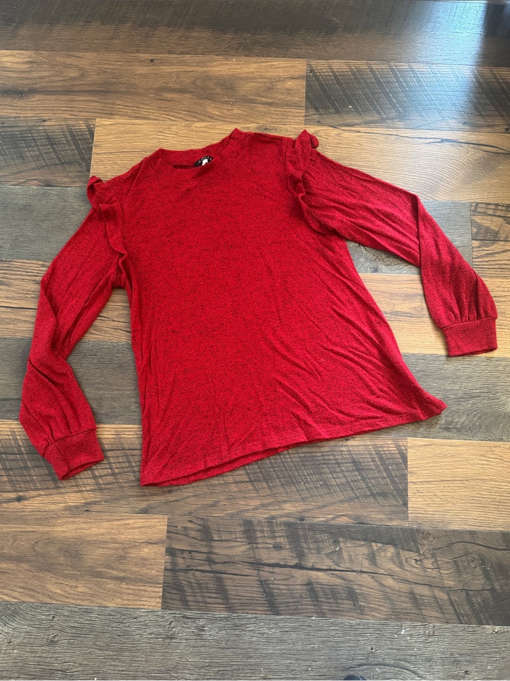 Soft Ruffle Shoulder Long Sleeve Top